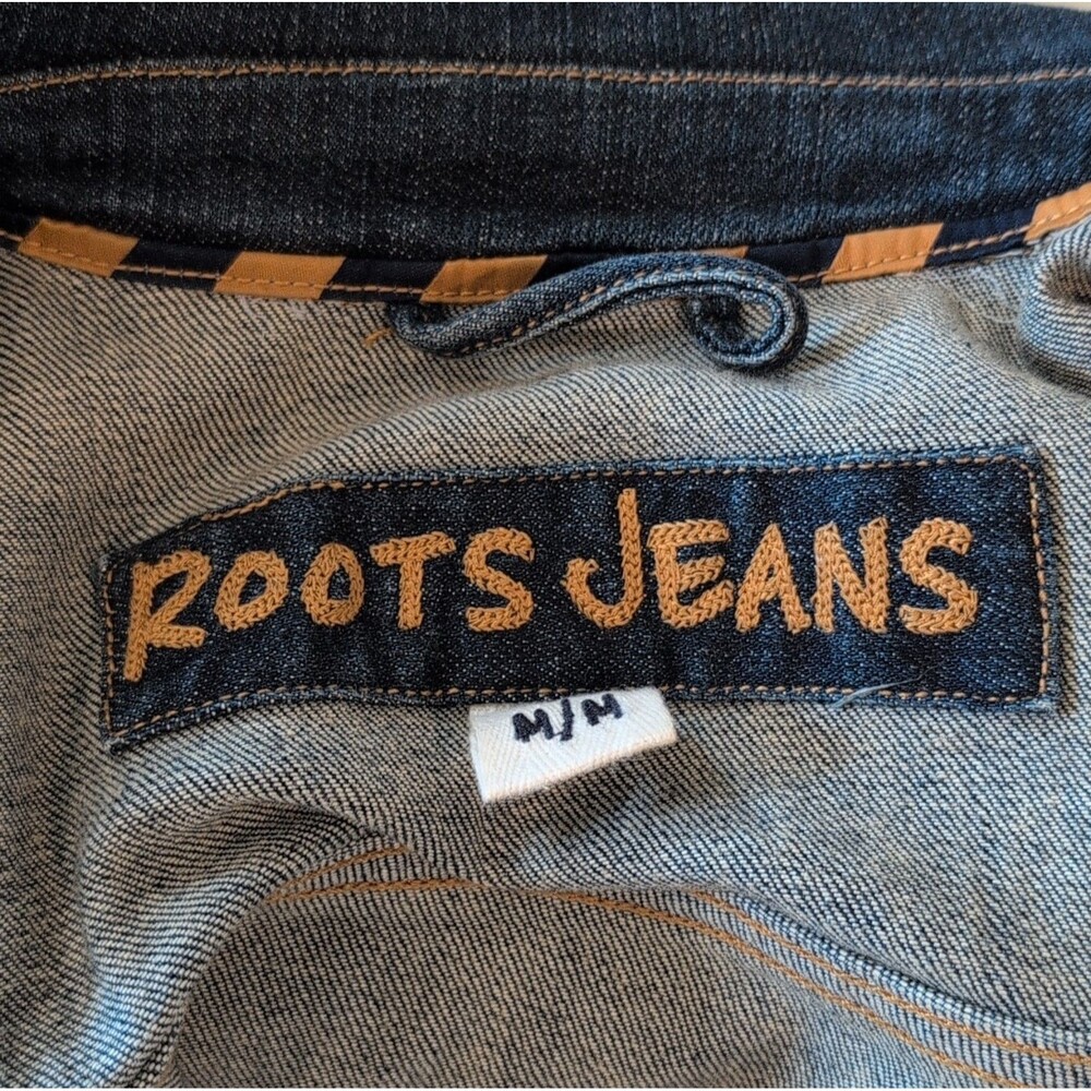 Roots Jeans Women's Blue Cotton Denim Button Front Collared Jacket Size M - Picture 6 of 8